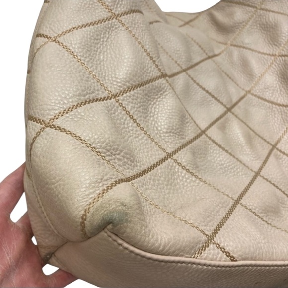 Tory Burch Womens Port Frida Blush Pink Diamond Stitched Pebbled Hobo Tote $548 - Picture 5 of 12